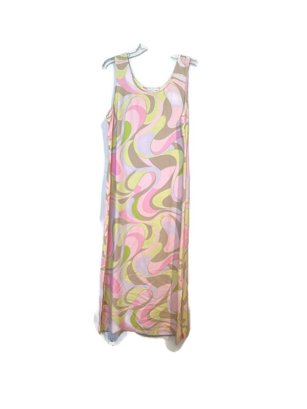 Vintage Silk Swirl Lightweight Maxi Dress with Side Slits Size Small